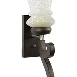 1ST TIME White & Brown Textured Wood Traditional Abstract Shaped Shaped Wall Lamp image 2