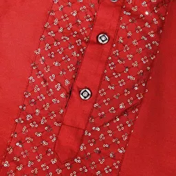 Cae Boys Floral Embroidered Mandarin Collar Sequinned Straight Kurta With Pyjama image 5