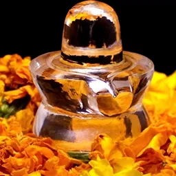 Navyaksh White Crystal Religious Small Shiv Ling Showpiece image 3