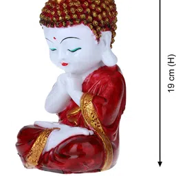 GW CREATIONS Red & White Textured Buddha Idol Showpiece image 3