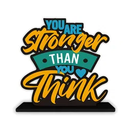 ArtVibes Blue & Yellow Quote Printed Wooden Table Showpiece image 4