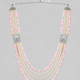 Rubans Men Gold-Toned & Pink Beaded Layered Necklace image 2