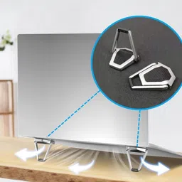 POZUB 2Pcs Desk Stand Invisible Laptop Riser Stand with Adjustable Height Cooling Pad Adjustable Height Cooling Pad Desk Holder with Rotatable Laptop Stand Holder Aluminium Floor and Desk Stand Rotatable Laptop Stand Compatible with Universal Laptops image 3