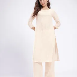 fusion by glitchez Metallic Striped Kurta with Trousers-image-71