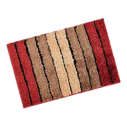 Kuber Industries Cream Color & Maroon Textured Microfiber Anti-Slip Doormats image 1
