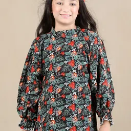 Cutiekins Girls Floral Printed Mandarin Collar Top-image-96