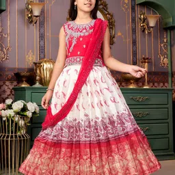 Sangria Girls Mirror Embroidered Lehenga Choli With Attached Dupatta-picture-21