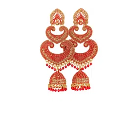 shreeji jewels Artificial Stones Studded & Beaded Dome Shaped Jhumkas-picture-24