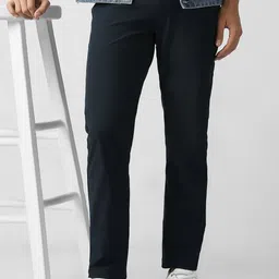 VAN HEUSEN DENIM LABS Men Solid Mid-Rise Slim Fit Chinos Trousers-image-64