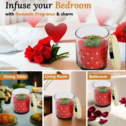 Ekhasa Red & Yellow Printed Strawberrie Fragrance Scented Wax Jar Candle image 4