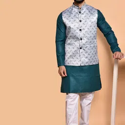 PRINTCULTR Men Regular Pure Cotton Kurta with Trousers image 1
