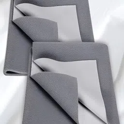 GRISHVA Grey 2 Pieces Solid Cotton Water Resistant Mattress Protector-image-11