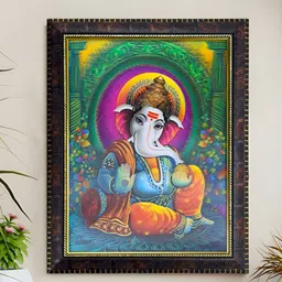 Art Street Green & Blue 1 Piece Wood Religious Wall Paintings-picture-27