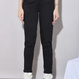 FFU Women Relaxed Straight Leg Mid-Rise Cotton Slim Fit Regular Trousers-image-25