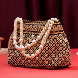 Yellow Chimes Embellished Beaded Wristlet Potli Bag-picture-41