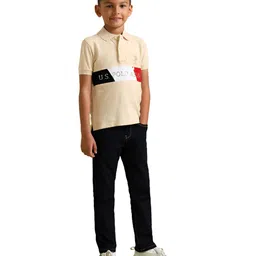 U.S. Polo Assn. Kids Boys Brand Logo Printed Polo Collar Applique T-shirt image 4