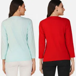 Metronaut Women Pack of 2 Bio Finish Graphic Printed Round Neck Cotton T-shirts image 5