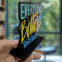 ArtVibes Black Everything is Better Quote Wooden Table Decoration Showpiece image 2