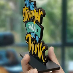 ArtVibes Blue & Yellow Quote Printed Wooden Table Showpiece image 3