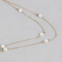 Carlton London Gold-Toned & White Brass Gold-Plated Layered Necklace image 3