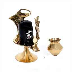 Navyaksh Black & Gold Toned Brass Shivling Showpiece image 4