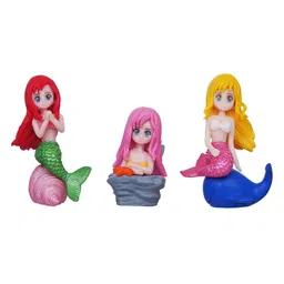 ecraftindia Cute Mermaid Doll Set of 3 Multicolour Polyresin Showpieces image 3