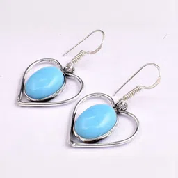 AAR Jewels Silver-Plated German Silver Turquoise Drop Earrings-image-23