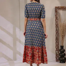 KALAMIR Floral Print Puff Sleeve A-Line Midi Dress image 5