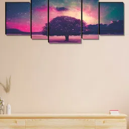 SAF Blue & Purple 5 Pieces Wood Floral and Botanical Wall Art-image-90