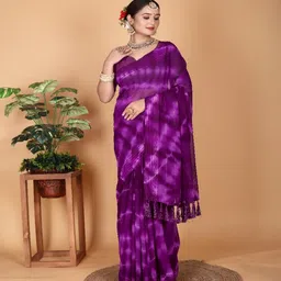 VRAGI Tie and Dye Pure Georgette Saree image 3