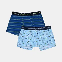 Jockey Boys Pack Of 2 Combed Cotton Front Open Fly Printed Trunks-picture-48