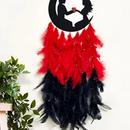 COLOR SPLASH Black & Red Love Couple On Moon Hanging Dream Catcher Wall Decor-picture-31