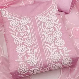 Maroosh Floral Emboidered Thread Work Chanderi Cotton Unstitched Dress Material-picture-26