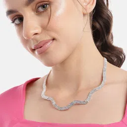 Carlton London Rhodium-Plated CZ Necklace-picture-37