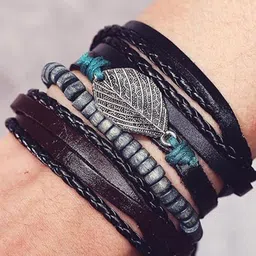 VIEN Unisex 4 Leather Charm Bracelet image 2