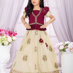 Lagorii Girls Embellished Beads and Stones Ready to Wear Lehenga &-picture-38