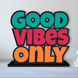 ArtVibes Black Good Vibes Only Positive Quotes Wooden Table Decor Showpiece image 3