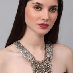 Celena Cole Silver-Toned Layered Oxidised Necklace-picture-18