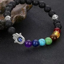 Lovemi Movements Unisex Lava Rock Stone Studded Cuff Bracelet-image-79