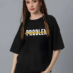 Moda Rapido Women Typography Printed Round Neck Cotton Oversized T-shirt-image-53