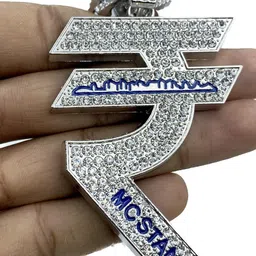 VAGHBHATT Men Silver-Plated Rupee Shaped Pendants With Chains image 4