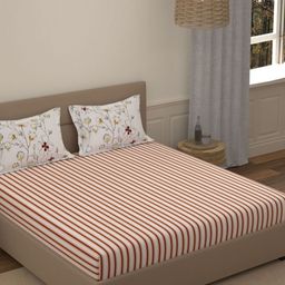 Portico Fusion 144 TC Cotton Red Double Size Bedsheet With 2 Pillow Covers-picture-14