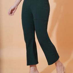 Moda Rapido Women green and white Comfort Pleated Trousers pack of 2-picture-17