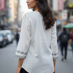 ZHOF Embellished Embroidered Cotton Top image 3