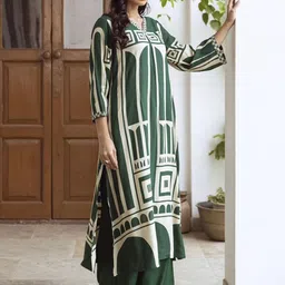Indo Era Women Printed Regular Beads and Stones Kurta with Palazzos image 3