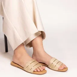 CAI Women Jute with Gold Open Toe Flats-picture-1