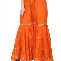 MIXFIT Women Embellished Flared Pleated Cotton Trouser-image-7