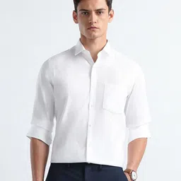 Arrow Men Textured Spread Collar Pure Cotton Formal Shirt-image-86
