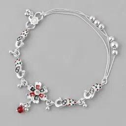VOJ Silver-Plated Artificial Beads Anklet image 2