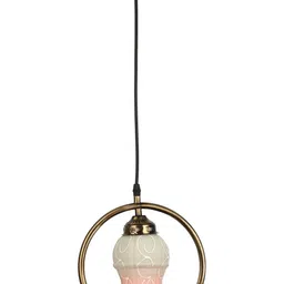 1ST TIME White & Orange Textured Bell Shaped Hanging Ceiling Lamp-picture-34